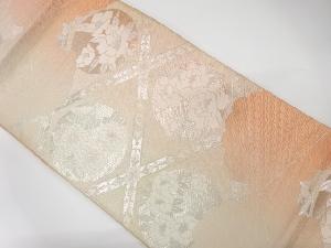 アンティーク　格天井に花丸模様織出し暈し袋帯（材料）